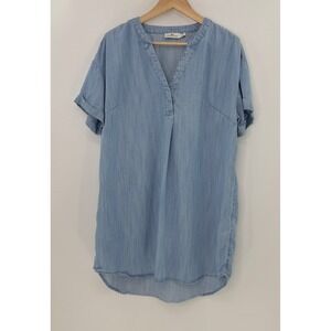 Vineyard Vines Chambray Lyocell Tunic Dress Short Sleeve Sz L Preppy Coastal